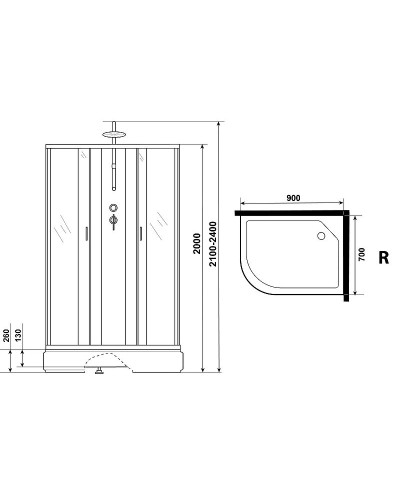 Душевая кабина Niagara Classic 90х80 R NG-33984-14RBKT без гидромассажа