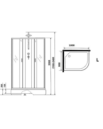Душевая кабина Niagara Classic 100х80 L NG-33084-14LBKTG с гидромассажем