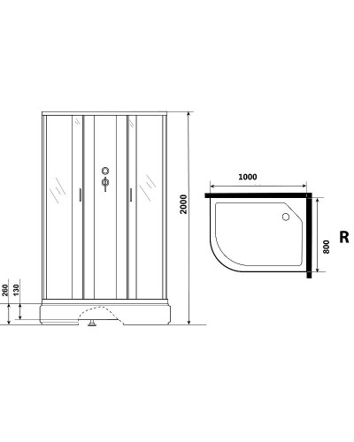 Душевая кабина Niagara Classic 100х80 R NG-33084-14RBKG с гидромассажем