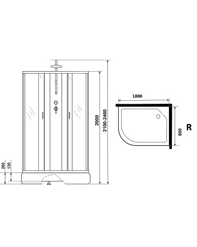 Душевая кабина Niagara Classic 100х80 R NG-33084-14RBKT без гидромассажа