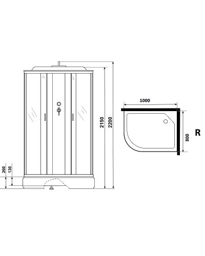 Душевая кабина Niagara Classic 100х80 R NG-33084-14RF с гидромассажем