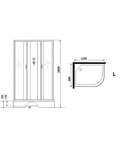 Душевая кабина Niagara Classic 110х80 L NG-33184-14LBKG с гидромассажем