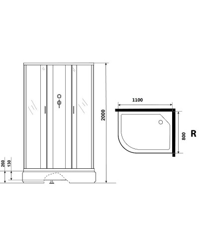 Душевая кабина Niagara Classic 110х80 R NG-33184-14RBK без гидромассажа