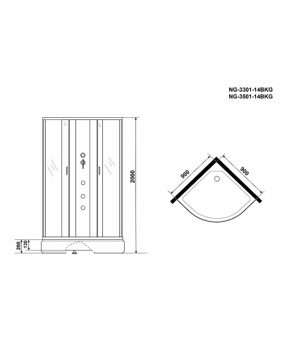 Душевая кабина Niagara Classic 90x90 NG-3301-14BKG с гидромассажем