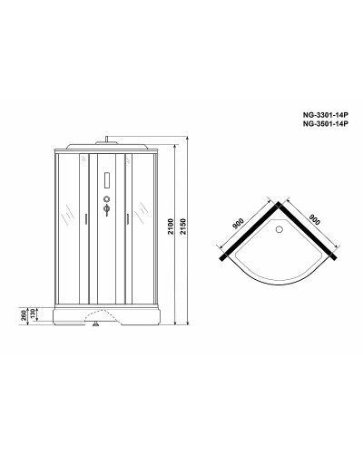 Душевая кабина Niagara Classic 90x90 NG-3301-14P без гидромассажа