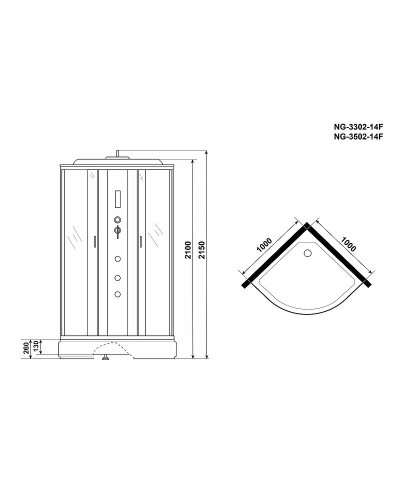 Душевая кабина Niagara Classic 100x100 NG-3302-14F с гидромассажем