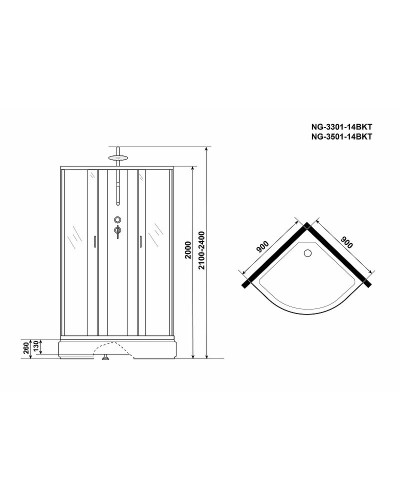 Душевая кабина Niagara Classic 90x90 NG-3501-14BKT без гидромассажа