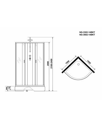 Душевая кабина Niagara Classic 100x100 NG-3502-14BKT без гидромассажа