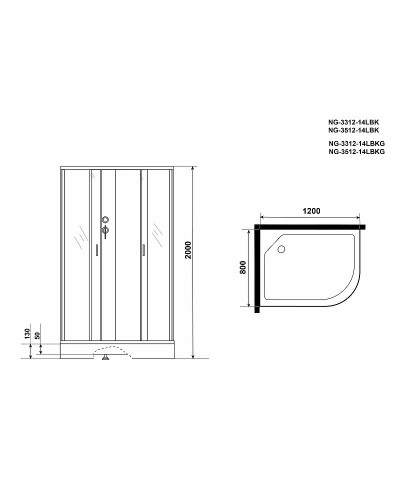 Душевая кабина Niagara Classic 120x80 L NG-3312-14LBKG с гидромассажем