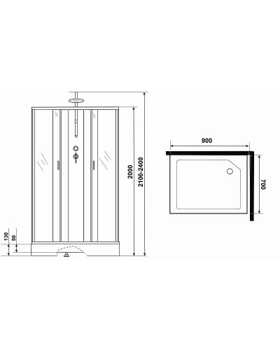 Душевая кабина Niagara Classic 90х70 NG-43975-14QBKTG с гидромассажем