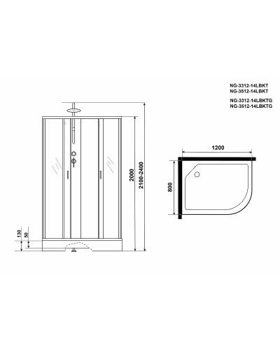 Душевая кабина Niagara Classic 120x80 L NG-3312-14LBKTG с гидромассажем