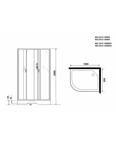 Душевая кабина Niagara Classic 120x80 R NG-3312-14RBK без гидромассажа