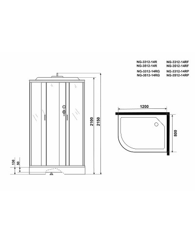 Душевая кабина Niagara Classic 120x80 R NG-3312-14RP без гидромассажа