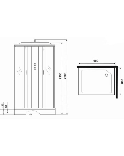 Душевая кабина Niagara Classic 90х70 NG-43975-14QG с гидромассажем