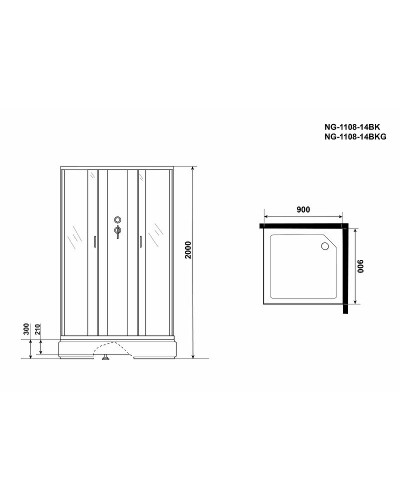 Душевая кабина Niagara Classic 90x90 NG-1108-14BK без гидромассажа