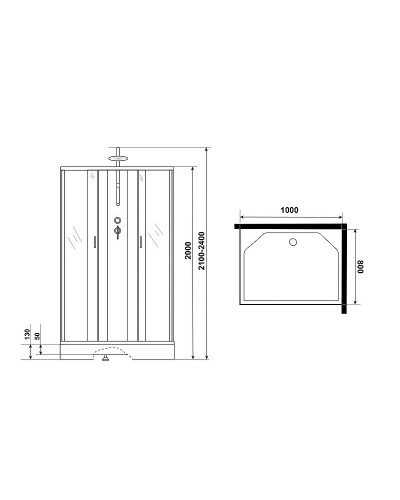 Душевая кабина Niagara Classic 100х80 NG-43085-14QBKT без гидромассажа