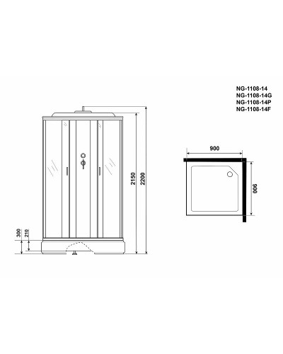 Душевая кабина Niagara Classic 90x90 NG-1108-14G с гидромассажем