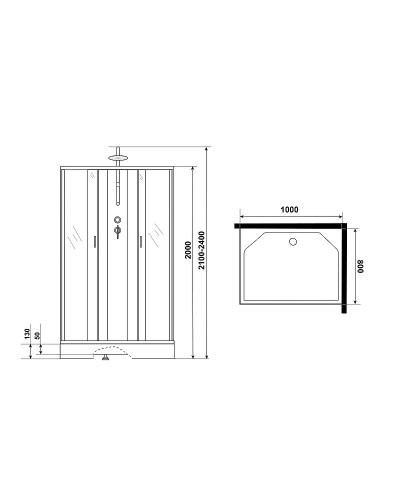 Душевая кабина Niagara Classic 100х80 NG-43085-14QBKTG с гидромассажем