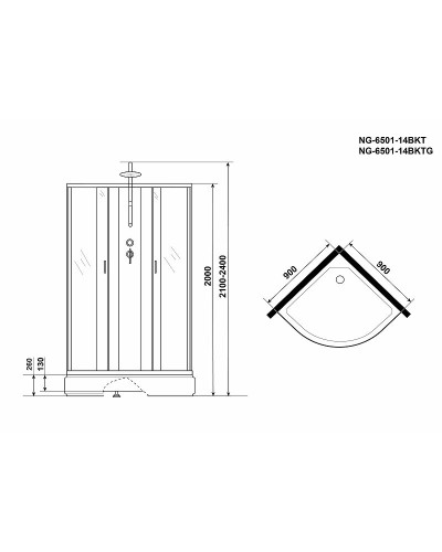 Душевая кабина Niagara Classic 90x90 NG-6501-14BKT без гидромассажа