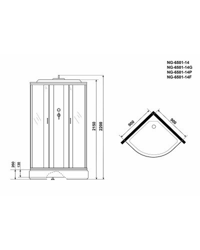 Душевая кабина Niagara Classic 90x90 NG-6501-14G с гидромассажем