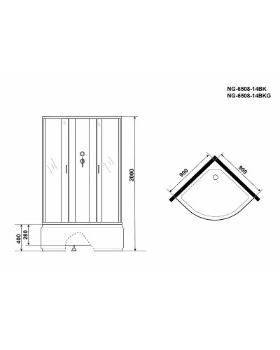Душевая кабина Niagara Classic 90x90 NG-6508-14BK без гидромассажа