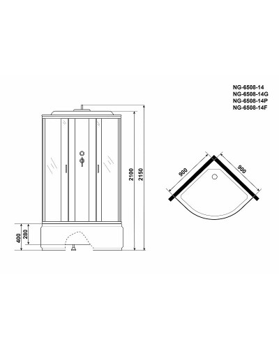 Душевая кабина Niagara Classic 90x90 NG-6508-14F с гидромассажем
