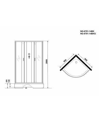 Душевая кабина Niagara Classic 90x90 NG-6701-14BKG с гидромассажем