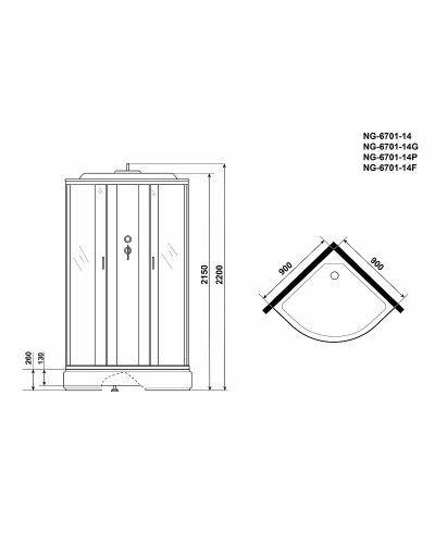 Душевая кабина Niagara Classic 90x90 NG-6701-14F с гидромассажем