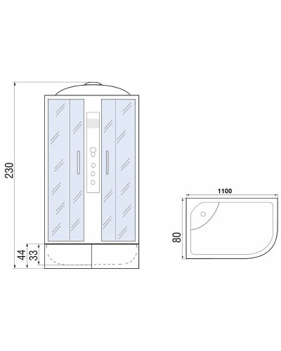 Душевая кабина River Dunay XL 110x80 MT L 10000006192 с гидромассажем