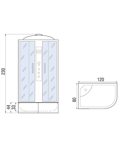 Душевая кабина River Dunay XL 120x80 MT R 10000006181 с гидромассажем