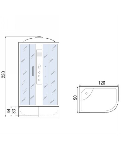 Душевая кабина River Dunay XL 120x90 TH L 10000006168 с гидромассажем