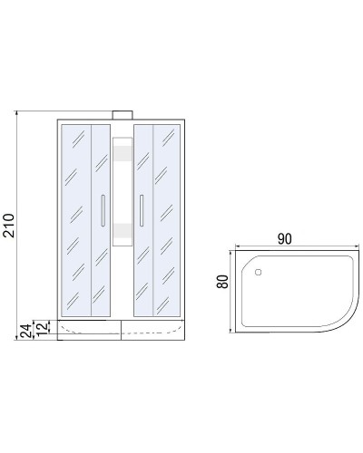 Душевая кабина River Nara 90x80 МТ L 10000008790 без гидромассажа