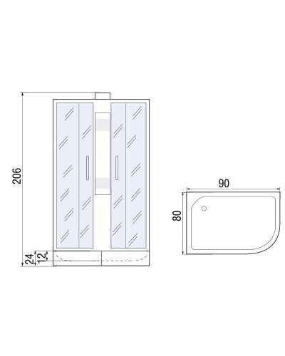 Душевая кабина River Nara 90x80 МТ R Б/К 10000008782 без гидромассажа