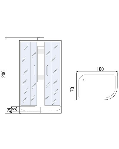 Душевая кабина River Nara 100x70 МТ R Б/К 10000008784 без гидромассажа