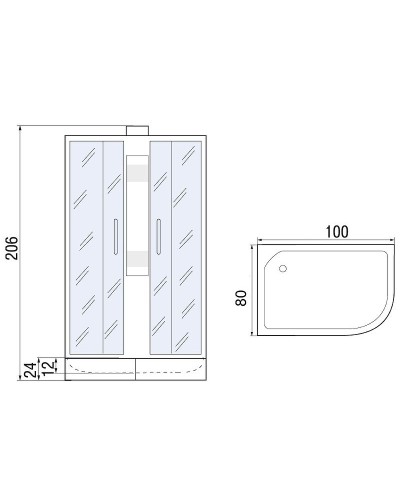 Душевая кабина River Nara 100x80 МТ R Б/К 10000008787 без гидромассажа
