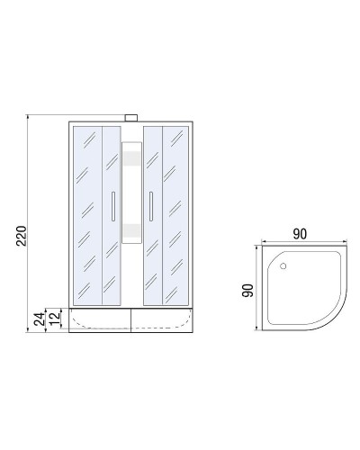 Душевая кабина River Nara Light XL 90x90 МТ Б/К 10000006217 без гидромассажа
