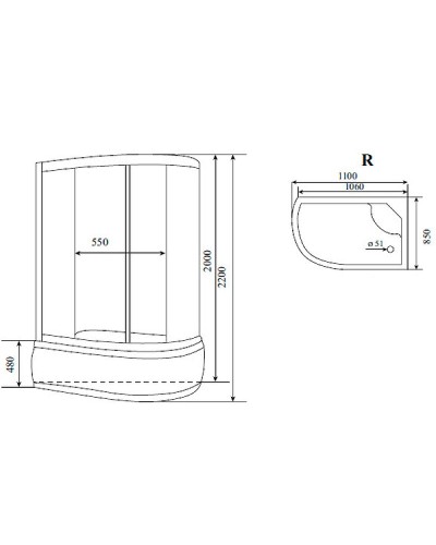 Душевая кабина Timo Standart 110х85 T-6610SR без гидромассажа