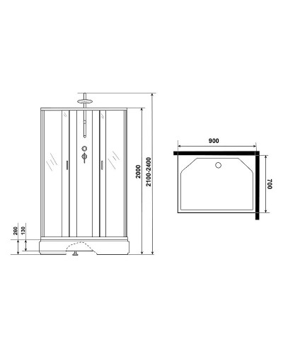 Душевая кабина Niagara Classic 90x70 NG-33974-14QBKTG с гидромассажем