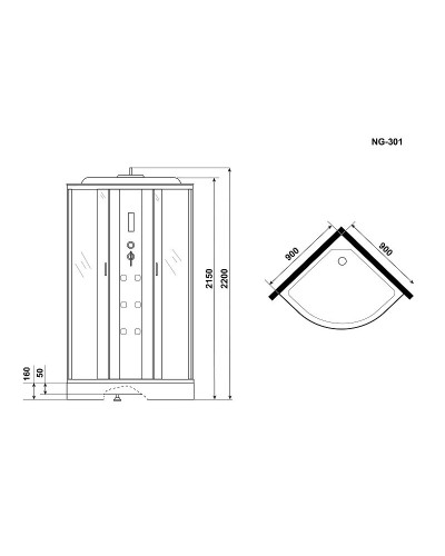 Душевая кабина Niagara Ultra 90x90 NG-301-01 с гидромассажем