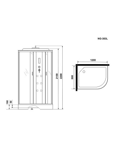 Душевая кабина Niagara Ultra 120x80 L NG-303-01L с гидромассажем