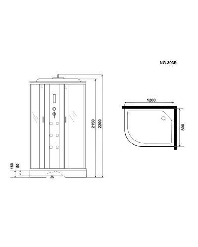 Душевая кабина Niagara Ultra 120x80 R NG-303-01R с гидромассажем
