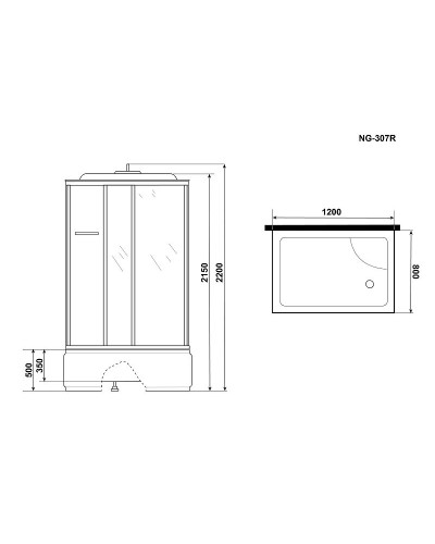 Душевая кабина Niagara Ultra 120x80 R NG-307-01R с гидромассажем