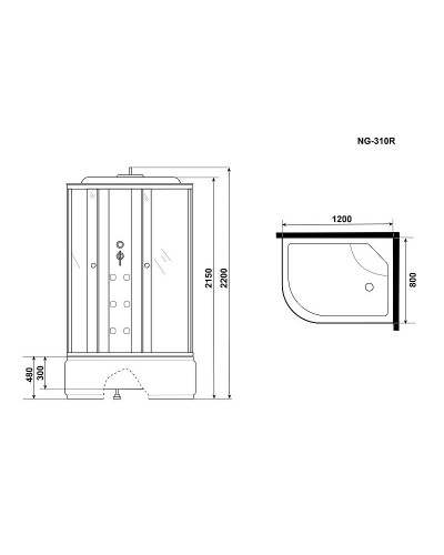 Душевая кабина Niagara Ultra 120x80 R NG-310-01R с гидромассажем