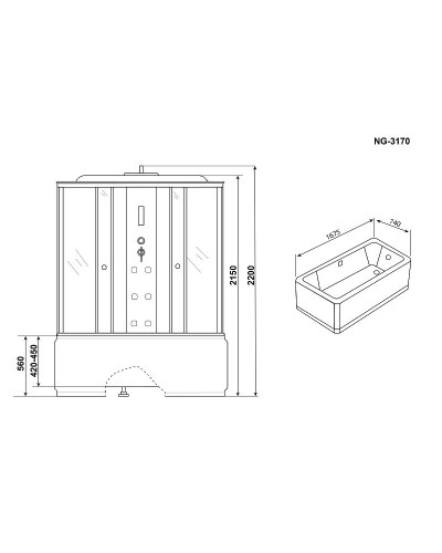 Душевая кабина Niagara Ultra 170x75 NG-3170-01 с гидромассажем