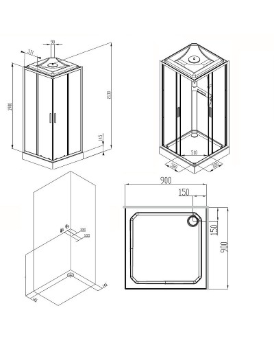 Душевая кабина AM.PM Gem 90х90 W90C-403-090MT без гидромассажа