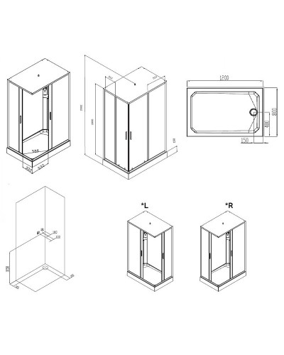 Душевая кабина AM.PM Gem 120х80 W90C-404-12080MT без гидромассажа