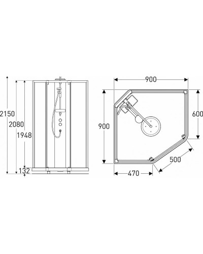 Душевая кабина 90х90х215 см IDO Showerama 10-5 Comfort 558.202.302 прозрачное