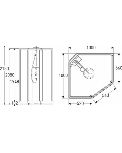 Душевая кабина 100х100х215 см IDO Showerama 10-5 Comfort 558.208.314 прозрачное