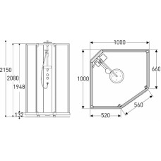 Душевая кабина 100х100х215 см IDO Showerama 10-5 Comfort 558.207.315 прозрачное