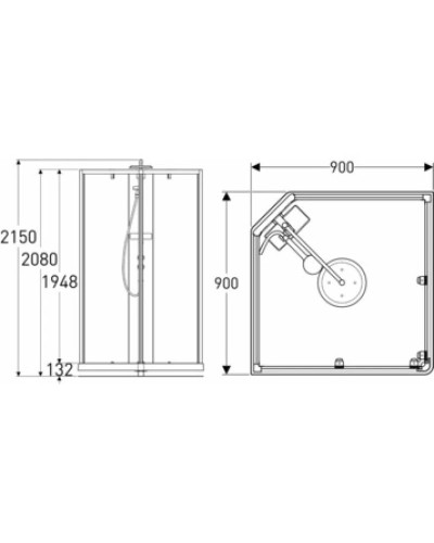 Душевая кабина 90х90х215 см IDO Showerama 10-5 Comfort 558.209.303 прозрачное